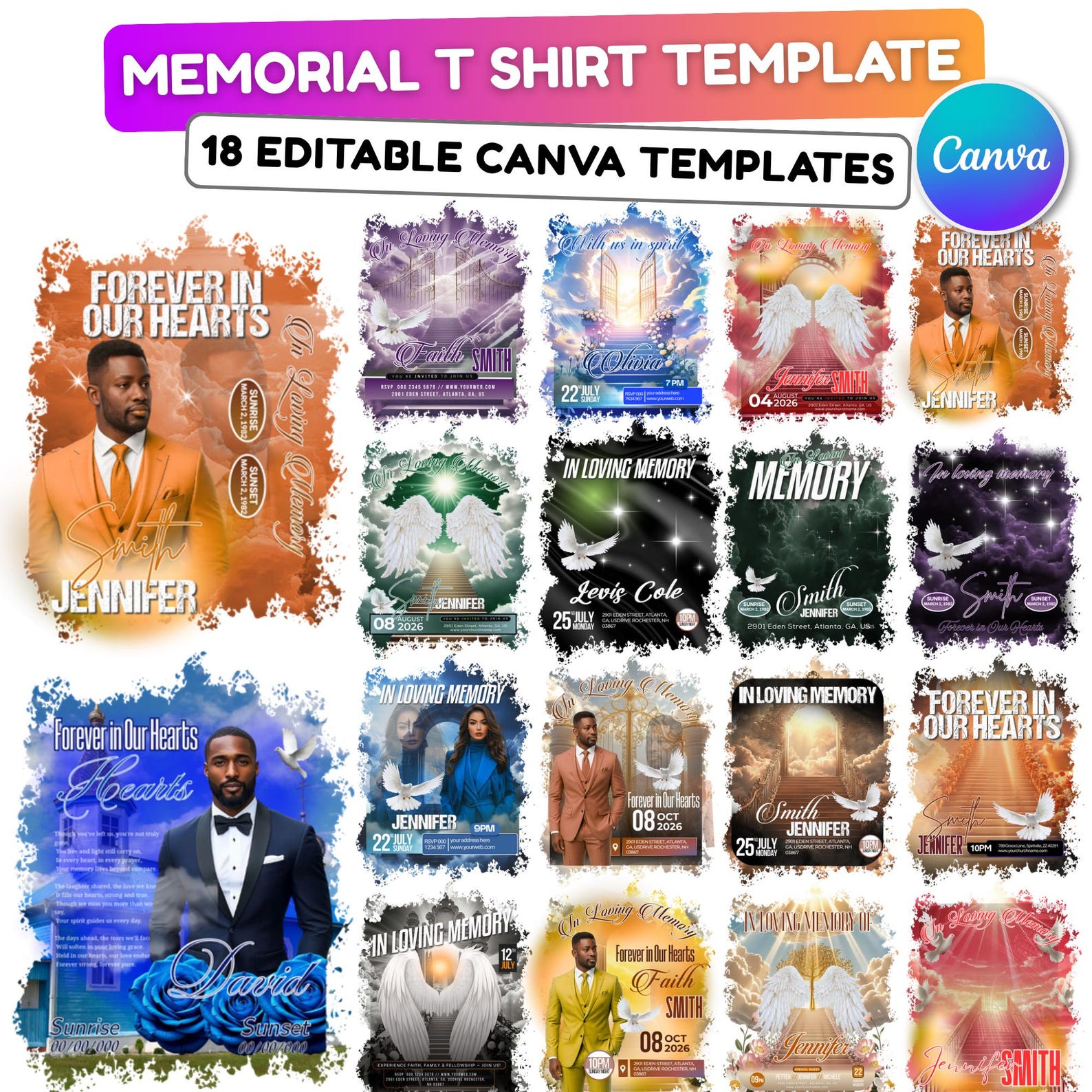 18 in Loving Memory T Shirt Canva Editable Templates, Forever in Our