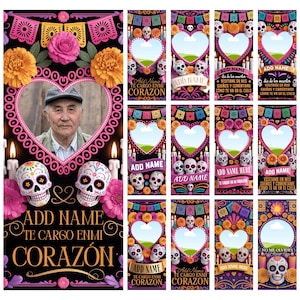 10 Dia de los Muertos Kerzenetiketten bearbeitbare Vorlagen, Dia de los Muertos Altar Dekor Aufkleber, Velas Etiquetas, digitaler Download