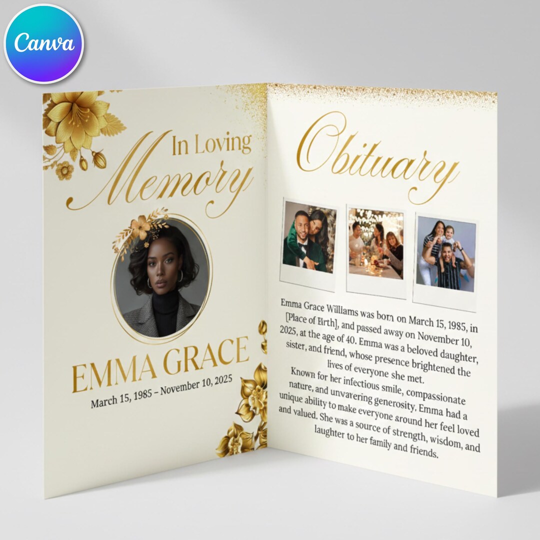 Editable Blush Floral Funeral Program Template, in Loving Memory ...
