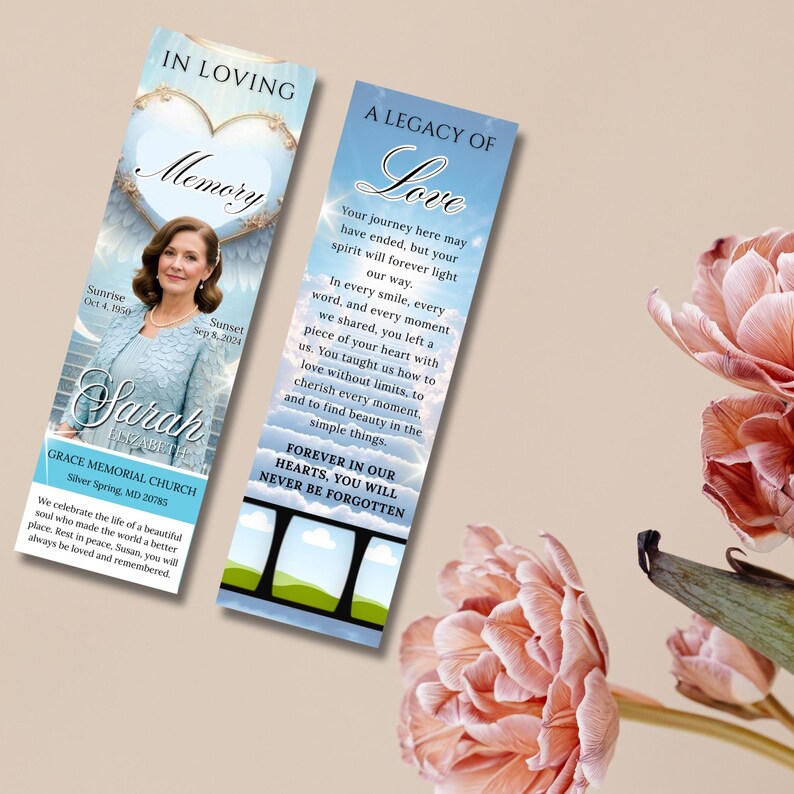 Memory Bookmarks 05 in Loving Memory Bookmark Canva Editable Template, Memorial Bookmark ...