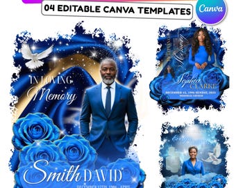 04 In Loving Memory Blue T Shirt Canva Editable Templates, In Loving Memory Template, Memorial Canva Template, Funeral & Celebration of Life