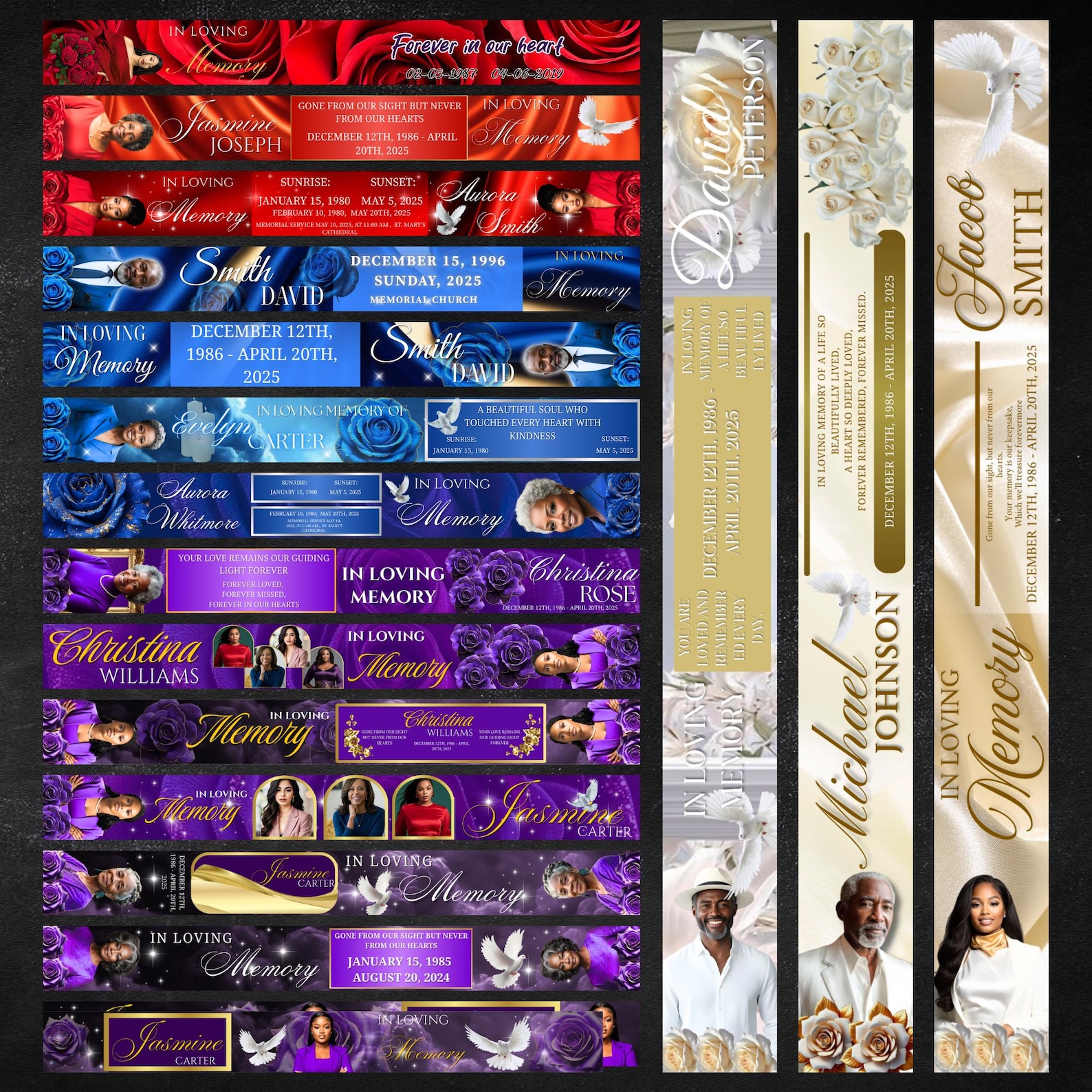 26 in Loving Memory Ribbon Canva Editable Template, Memorial Ribbon ...