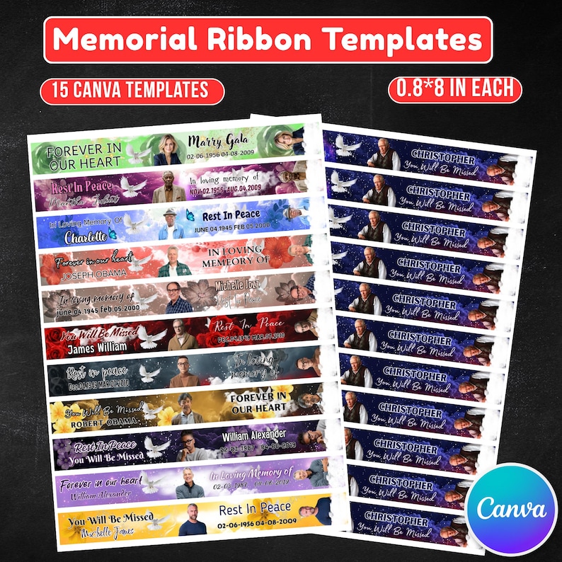 15 in Loving Memory Ribbon Canva Editable Template, Rest in Piece ...