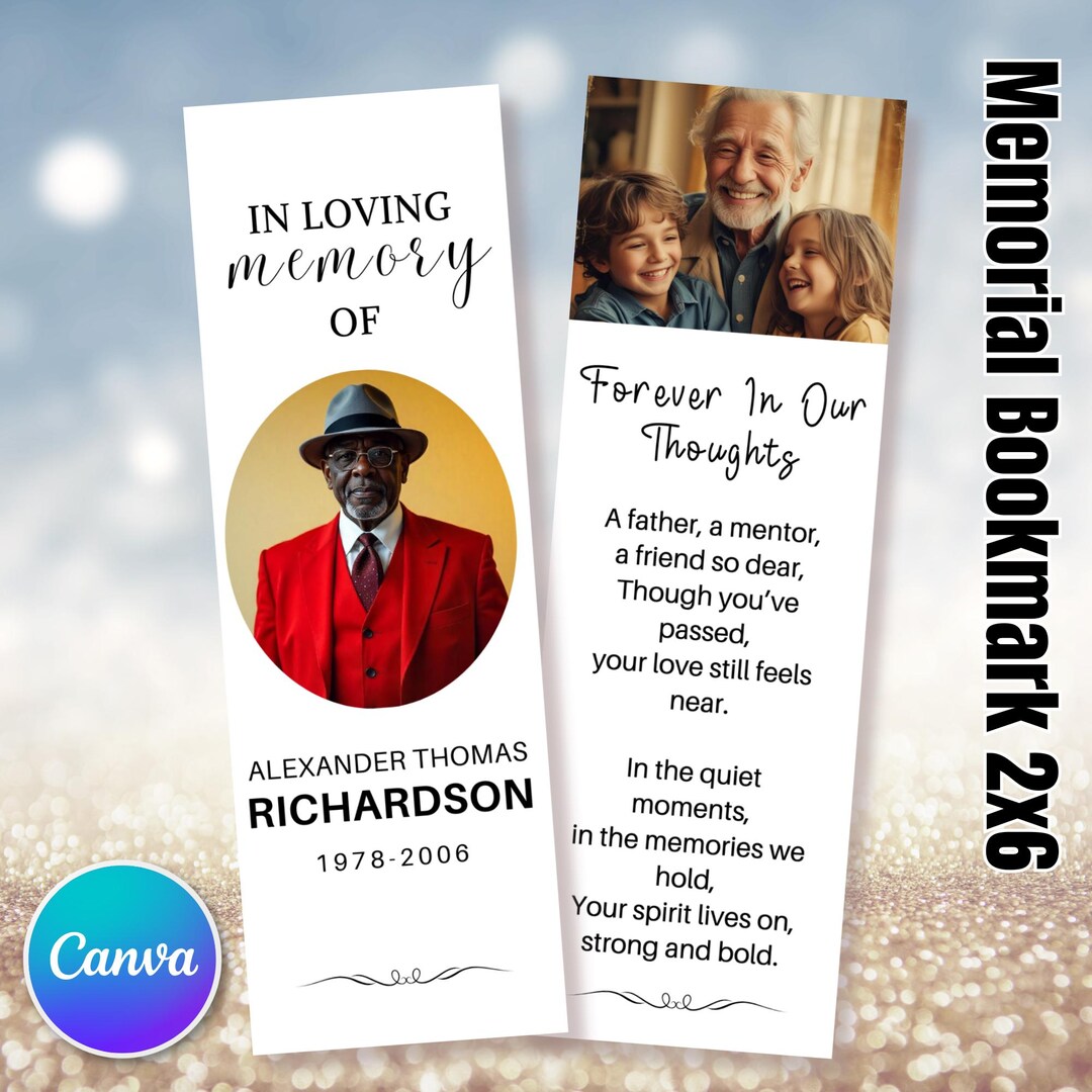Memory Bookmarks In Loving Memory Bookmark Canva Editable Template, Memorial Bookmark ...