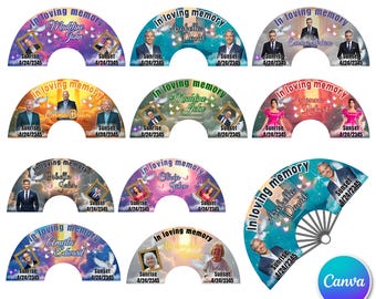 10 In Loving Memory Clack Fan Canva Editable Templates, In Loving Memory Templates, Memorial Canva Template, Funeral Memorial Clack Fan