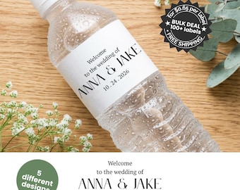 Etiquetas personalizadas para botellas de agua de boda / Recuerdos de bienvenida personalizados para la recepción de la boda