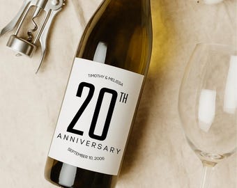 Custom Anniversary Wine Label - Personalized with Anniversary Year, Name and Date Wine Bottle Sticker, Anniversary Wine Gift for Couples