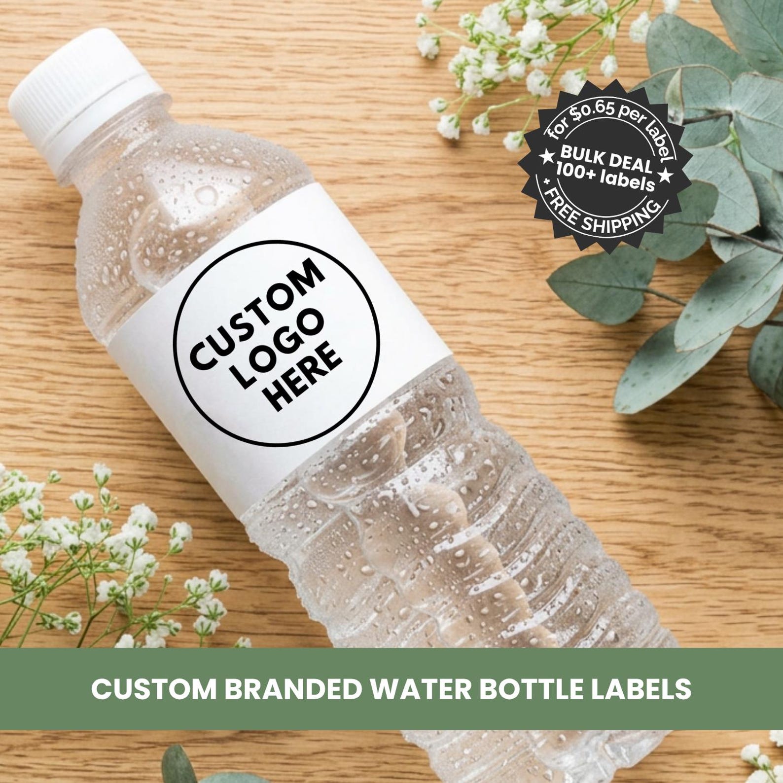 Personalized Brand Logo Water Bottle Labels  Custom Logo Water Bottle Labels for Businesses and Events  Bulk Order Water Bottle Branding