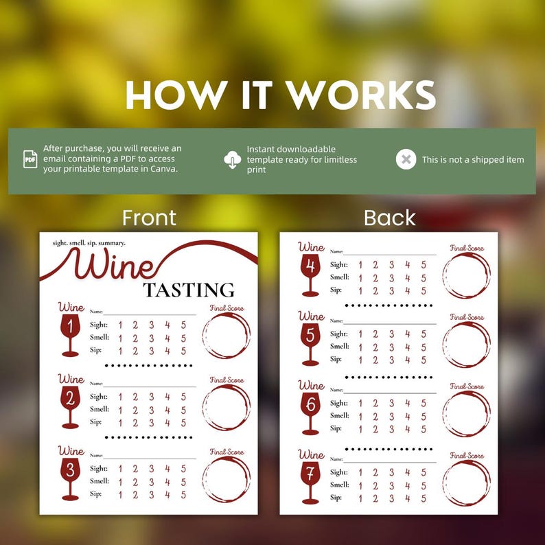 Wine Tasting Score Card Template: Elegant Wine Party Game (canva ...