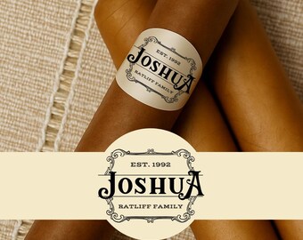 Custom Vintage Cigar Band | Personalized Crest Cigar Label for Birthdays and Weddings | Custom Cigar Bands with Name and Last Name
