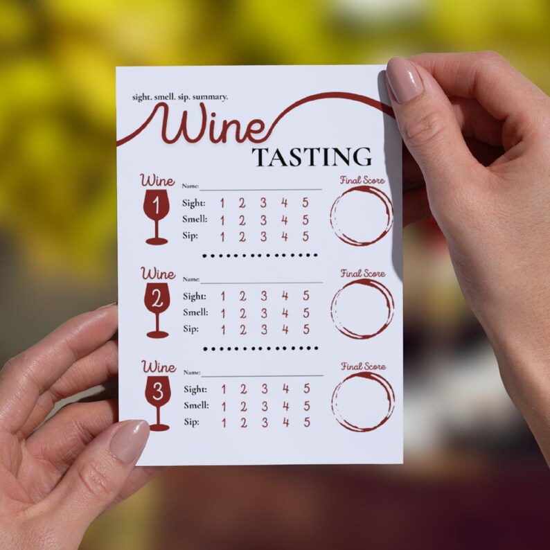 Wine Tasting Score Card Template: Elegant Wine Party Game (canva ...
