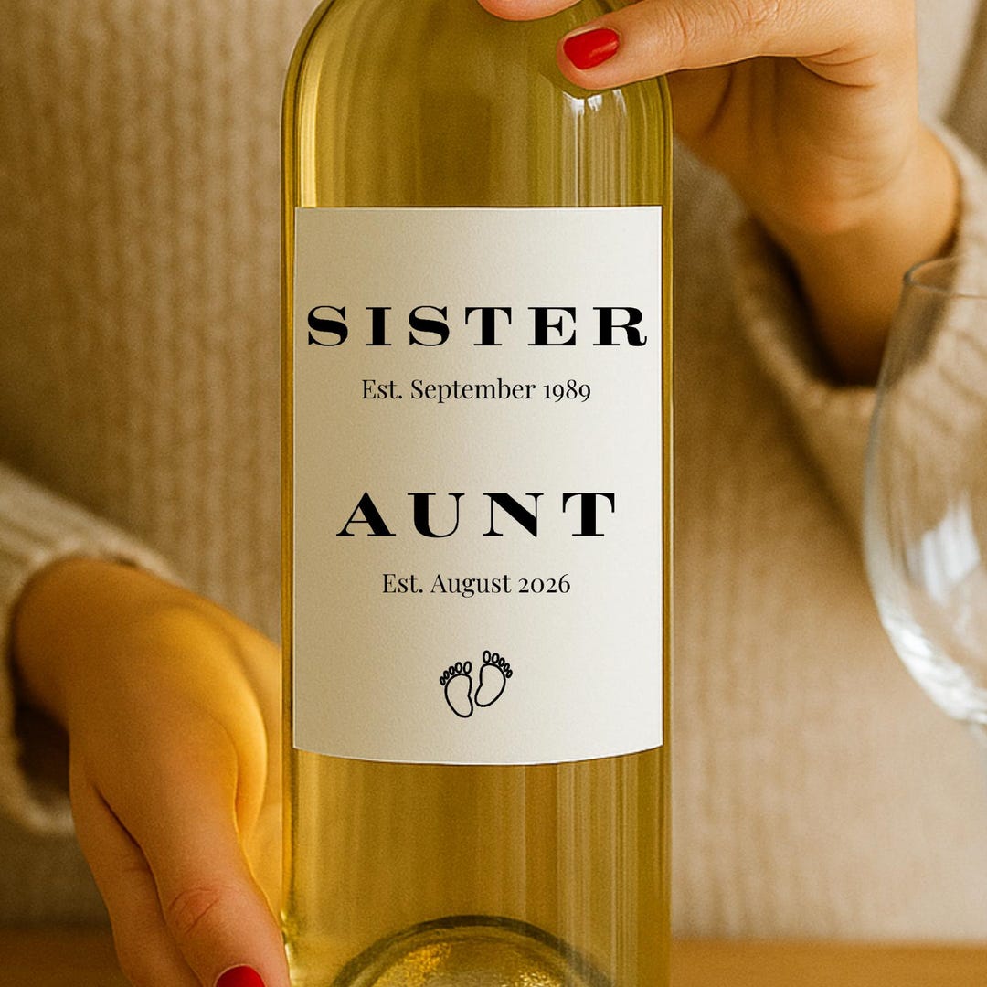 Personalized Aunt/uncle Wine Bottle Label | Baby Announcement to ...