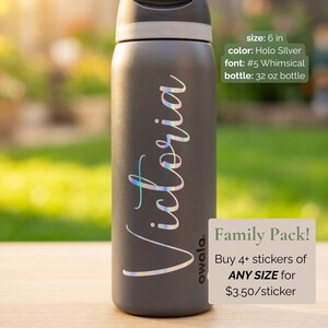 Calcomanía personalizada con el nombre Owala / Adhesivo de vinilo impermeable personalizado para botella de agua imagen 4