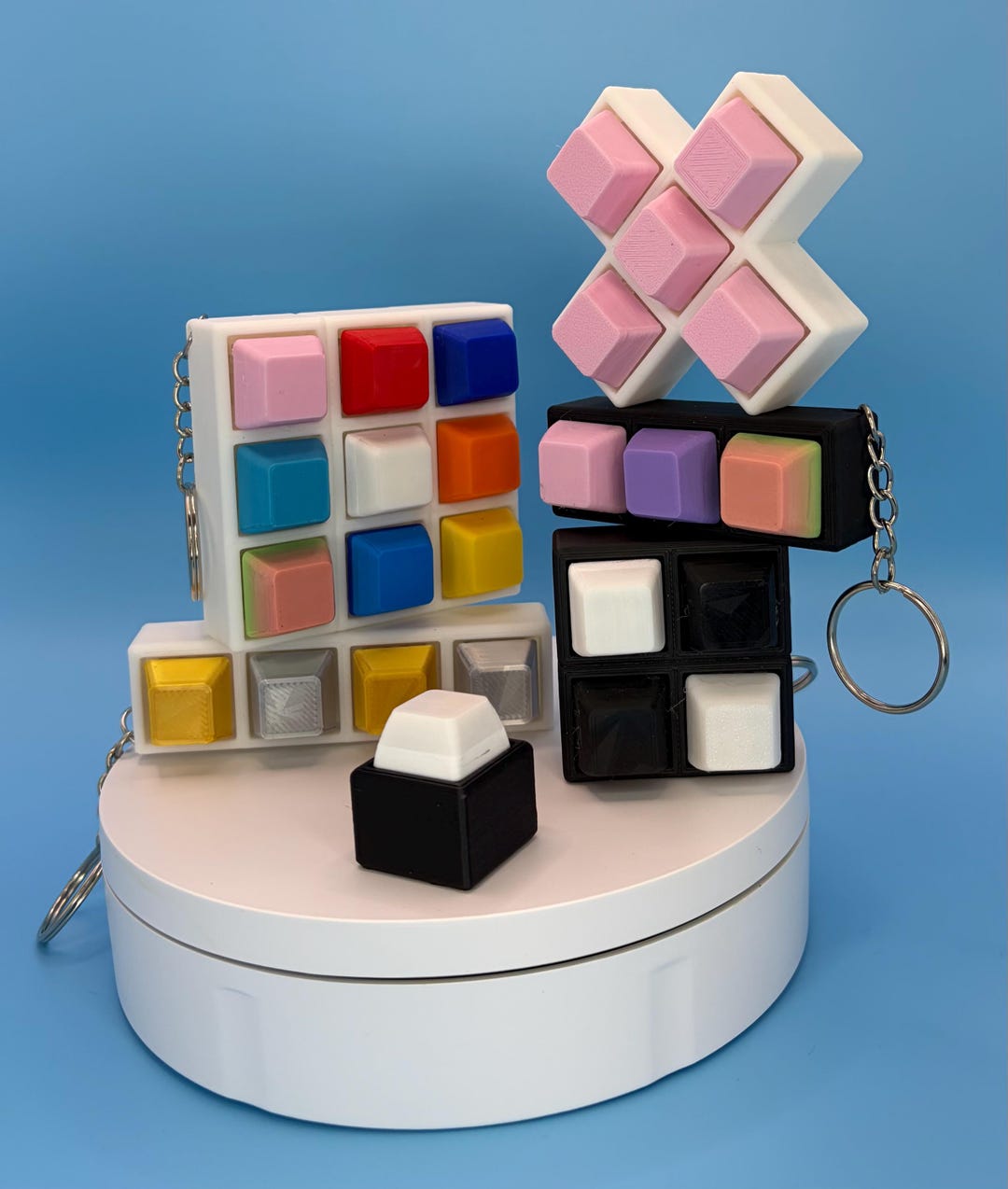 Clickable Key Chain Keyboard Clicker Fidget Keychain | 1-9 Key Option & Layout (bar/square ...