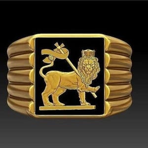 Handmade Lion of Judah Sterling Silver Ring: Moambessa Lion Flag