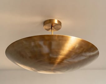 Massive Messing Dome Deckenleuchte, große Messing Deckenleuchte | Mid Century Moderne Unterputz Leuchte, Foyer Decken Beleuchtung