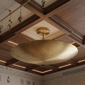 Massive Messing Dome Deckenleuchte, große Messing Deckenleuchte | Mid Century Moderne Unterputz Leuchte, Foyer Decken Beleuchtung Bild 18