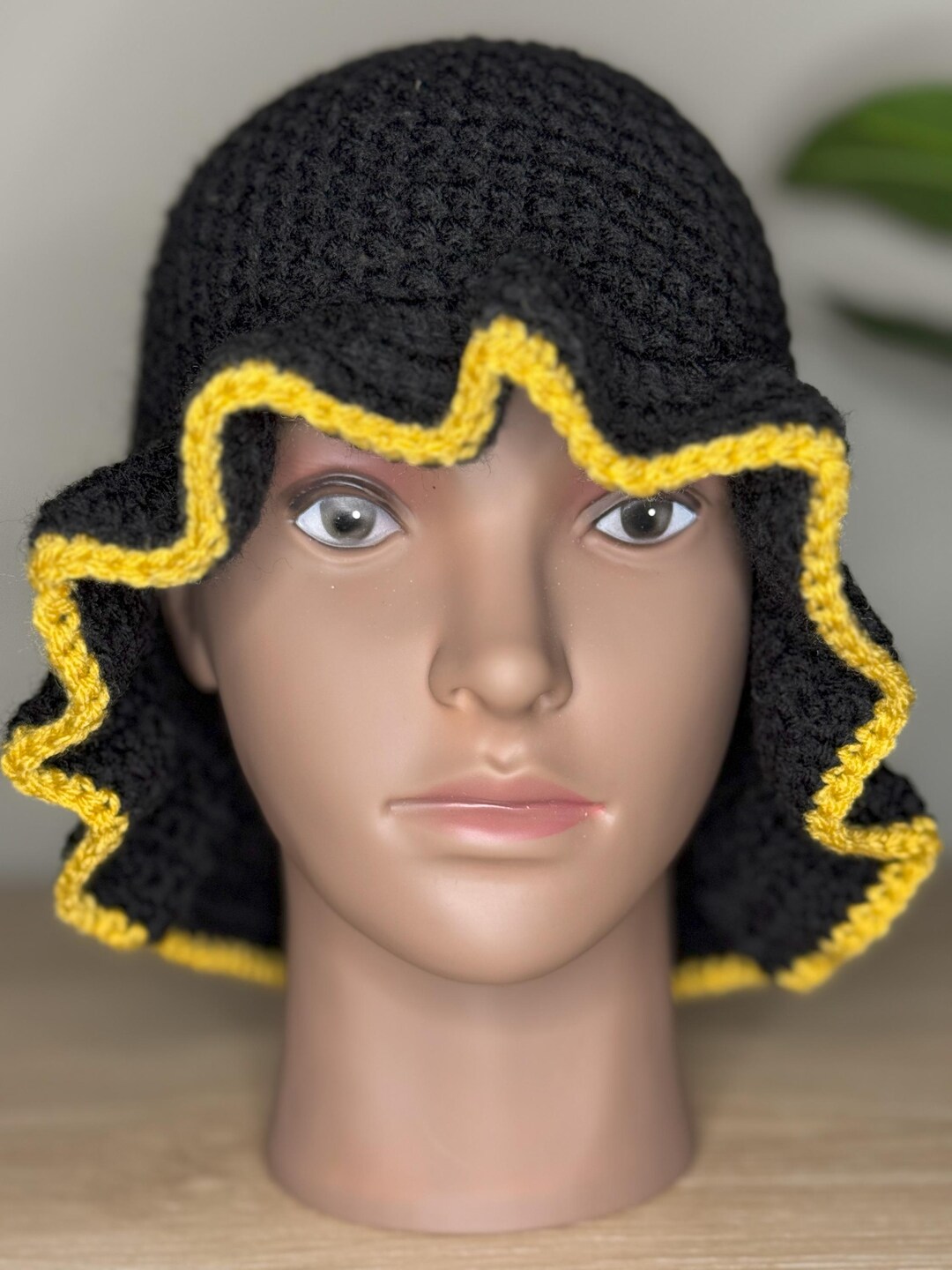 Bucket Hat Rim Support Installation Kskt's Black With Gold Rim Crochet Bucket Hat - Etsy
