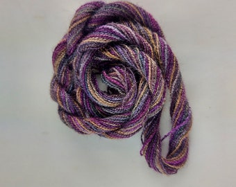 Hand Dyed Embroidery Thread, Tussah silk, one of a kind, variegated thread