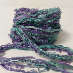 Purple Variegated Hand dyed Silk embroidery thread. Mixed thread collection. Textile Fibre arts