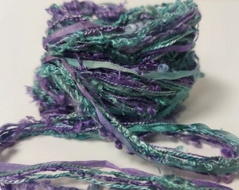 Purple Variegated Hand dyed Silk embroidery thread. Mixed thread collection. Textile Fibre arts