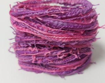 Fuchsia purple Hot pink Hand dyed embroidery thread. Variegated cotton thread collection