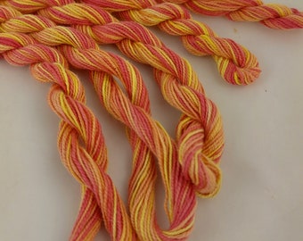 Hand Dyed Embroidery Thread, mercerized cotton, one of a kind, variegated thread perle 5