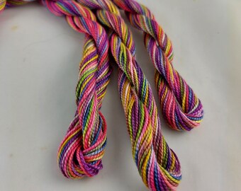 Hand Dyed Embroidery Thread, perle cotton, one of a kind, variegated thread perle 5