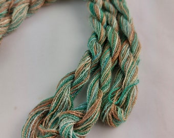 Hand Dyed Embroidery Thread, Tussah silk, one of a kind, variegated thread