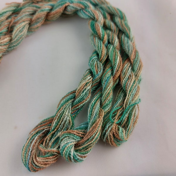 Hand Dyed Embroidery Thread, Tussah silk, one of a kind, variegated thread