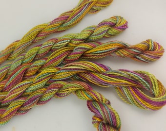 Hand Dyed Embroidery Thread, mulberry silk, one of a kind, variegated thread