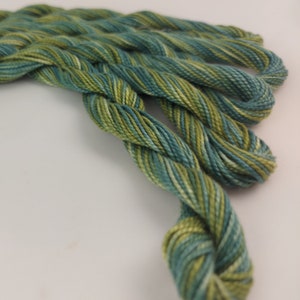 Hand Dyed Embroidery Thread, mercerized cotton yarn, one of a kind, perle 5, variegated thread