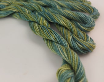 Hand Dyed Embroidery Thread, mercerized cotton yarn, one of a kind, perle 5, variegated thread