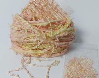 Hand dyed cotton thread collection. Novelty beaded thread embroidery thread fibre art