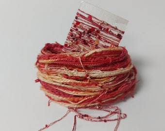 Red Variegated Hand dyed cotton thread collection. Novelty thread embroidery thread fibre art