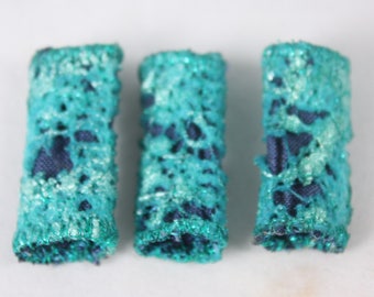 Aqua Teal Navy blue Fabric fiber bead Dreadlock bead fibre art embellishment embroidered
