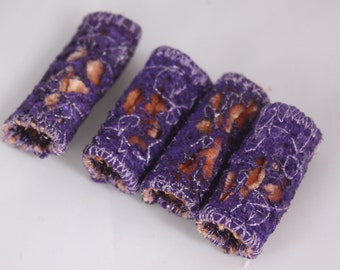 Purple copper brown Fabric fiber bead Dreadlock bead fibre art beads