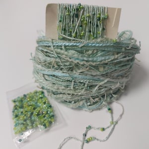 Grün Handgefärbte Baumwollgarn Kollektion. Neuheitsgarn Stickgarn Fibre Art