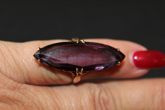 Antique Amethyst 14 K Lady's Pinky Cocktail Ring - image 1
