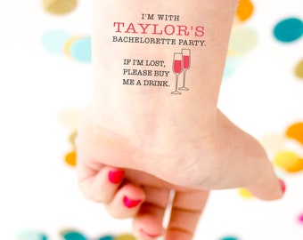 Bachelorette Tattoos, Champagne Tattoos If lost Buy Me A Drink,  Temporary Tattoos, Bachelorette Party Favor, Custom Tattoo,  Fake Tattoo