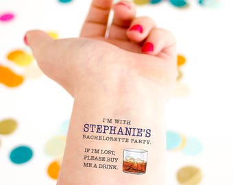 Whiskey Bachelorette Party Tattoos, Custom Tattoos, Bachelorette Tattoos, Bourbon Party, Whiskey Party, Bachelorette Party Favor