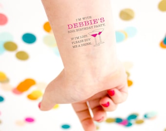 Tatuagens temporárias personalizadas para festa de 50 anos, se perdida, compre-me uma tatuagem de bebida, 50 e fabulosa, lembrancinhas personalizadas, quinquagésimo aniversário