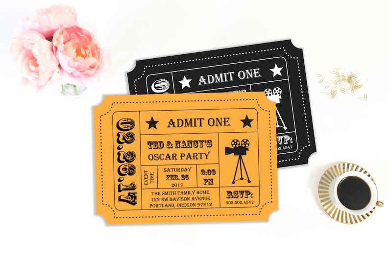 Oscar Celebration Invitation, Video clip Evening Celebration, Online video Ticket, Ticket Stub, Ticket Invitation, Invitation Template, Printable Invitation, Editable photo regarding Printable Movie Ticket Invitation called Oscar Get together Invitation, Video Evening Social gathering, Video Ticket, Ticket Stub, Ticket Invitation, Invitation Template, Printable Invitation, Editable