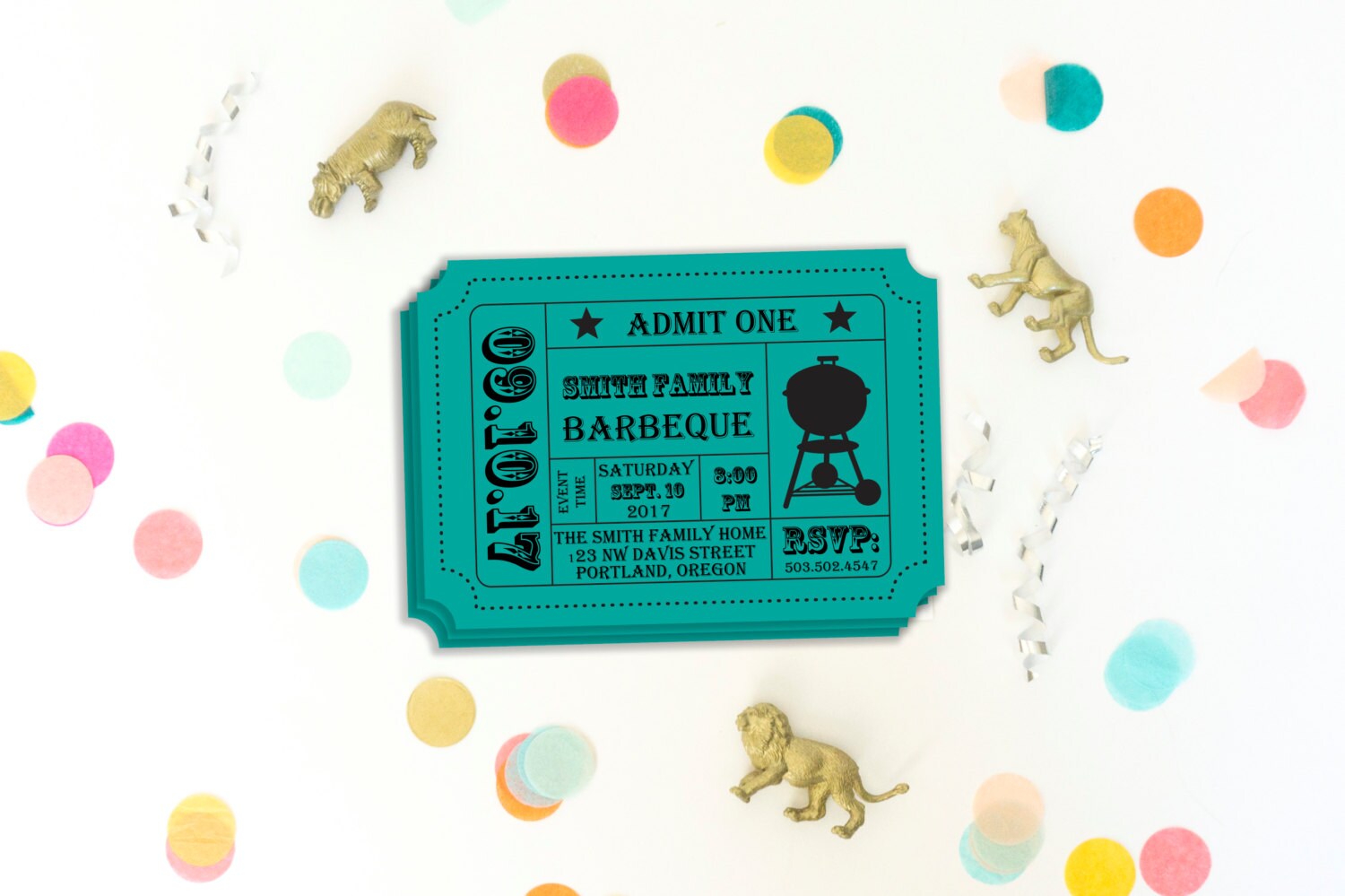 Printable Ticket Stub Barbecue Invitation BBQ Party Family | Etsy