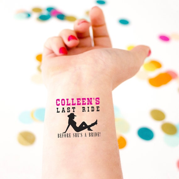 Bachelorette Temporary Tattoos, Last Ride Before She's a Bride, Cowgirl Party, Personalized Custom Tattoos, Cowboy  Party, Western Party