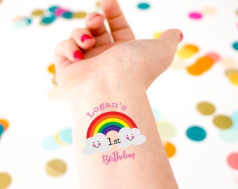 Rainbow Tattoos, Rainbow Theme, Rainbow Birthday, Kids Birthday, Kids Tattoo, Custom Tattoo, Rainbow Party,