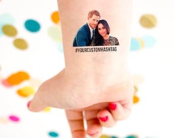 Photo Hashtag Tattoo, Wedding Tattoo, Wedding Favors, Custom Portrait, Head Tattoo, Face Tattoo, Couple Tattoo, Bride Tattoo, Photo tattoo