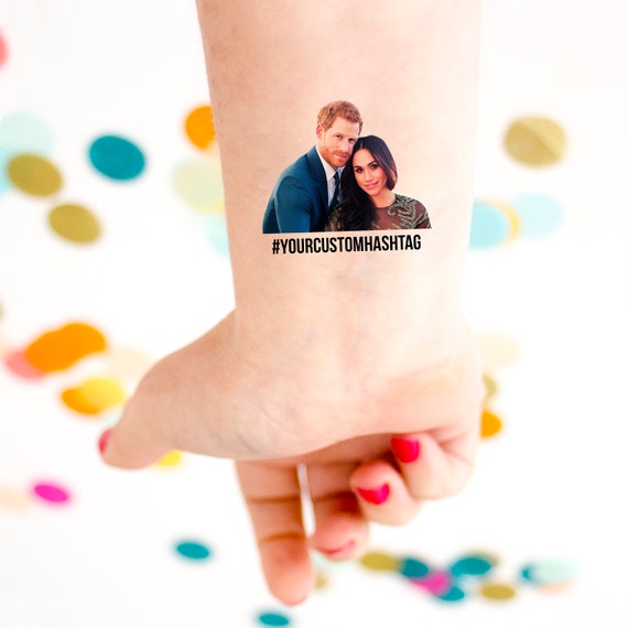 Photo Hashtag Tattoo, Wedding Tattoo, Wedding Favors, Custom Portrait, Head Tattoo, Face Tattoo, Couple Tattoo, Bride Tattoo, Photo tattoo