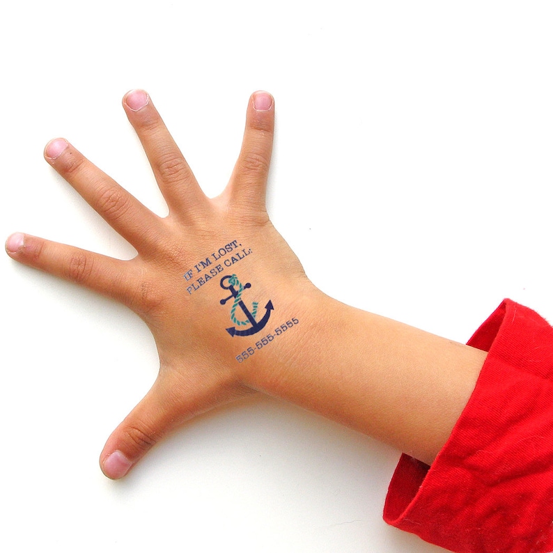 Safety Tattoos Lost Child Temporary Tattoo Emergency Etsy