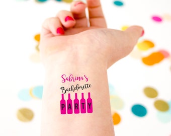Tatuajes personalizados de despedida de soltera, despedida de soltera de vino, despedida de soltera de vino, botellas de vino, degustación de vinos, tatuaje de vino, despedida de soltera a favor